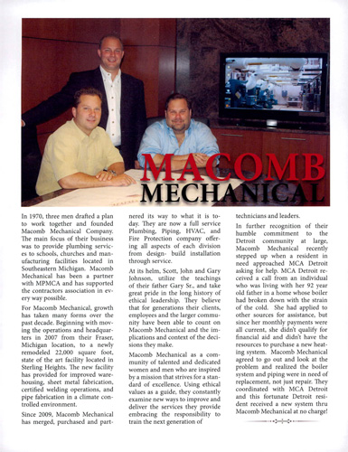 A Macomb Mechanical news article.